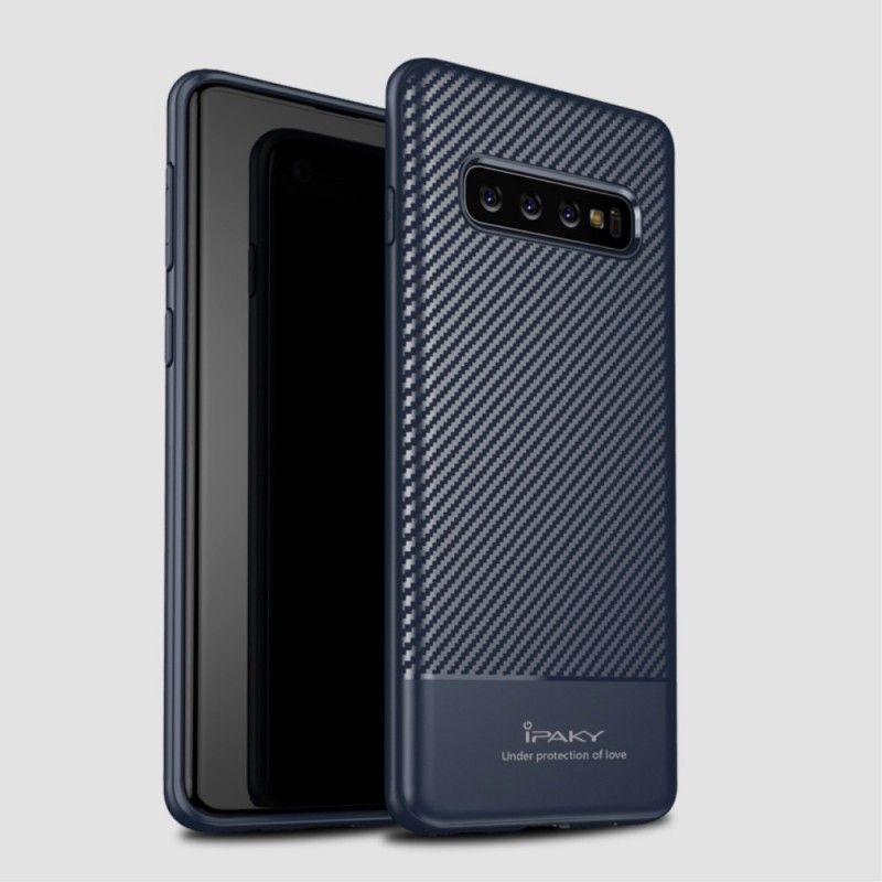 Futerały Samsung Galaxy S10 Szary Czarny Etui na Telefon Ipaky Włókno Węglowe