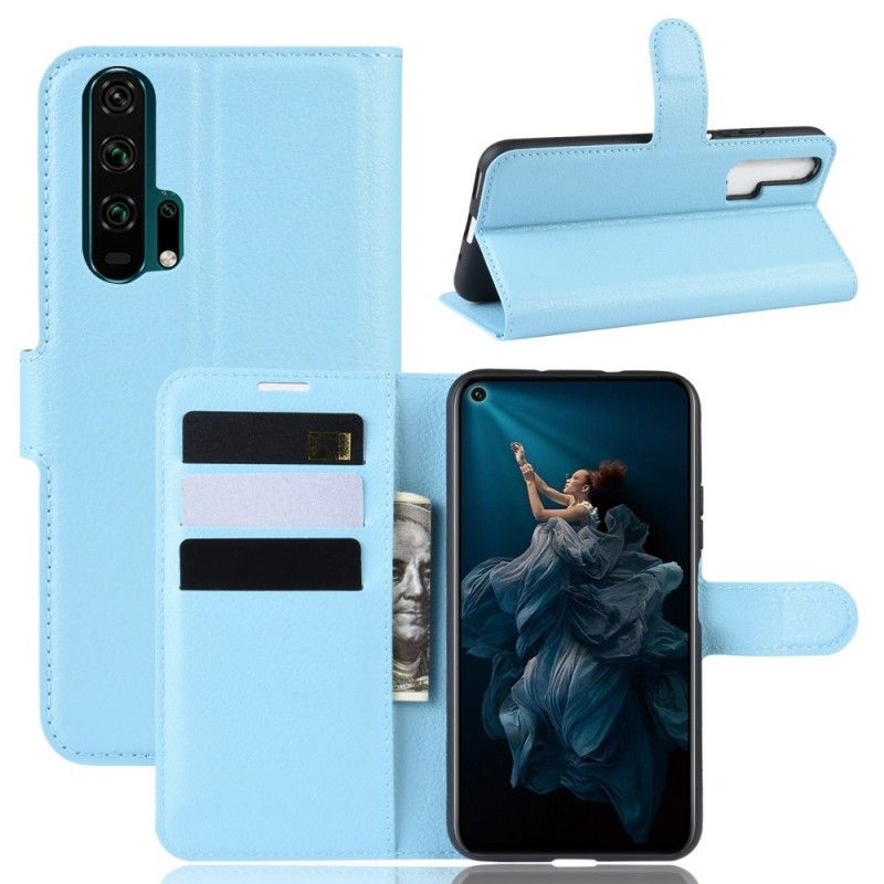 Etui Folio Honor 20 Pro Biały Czarny Efekt Skóry Lychee Premium Etui Ochronne