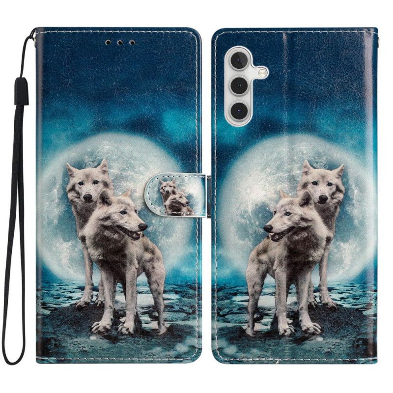 Etui Folio Do Samsung Galaxy A15 5g Dwa Wilki Z Paskami