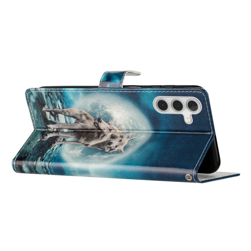 Etui Folio Do Samsung Galaxy A15 5g Dwa Wilki Z Paskami