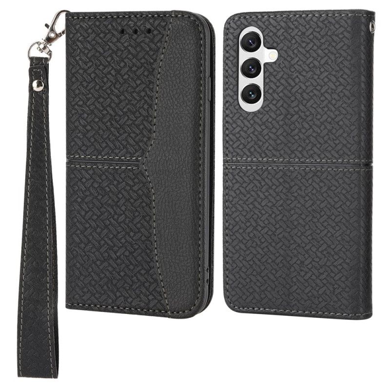 Etui Folio Do Samsung Galaxy A15 5g Tkany Wzór Z Paskami