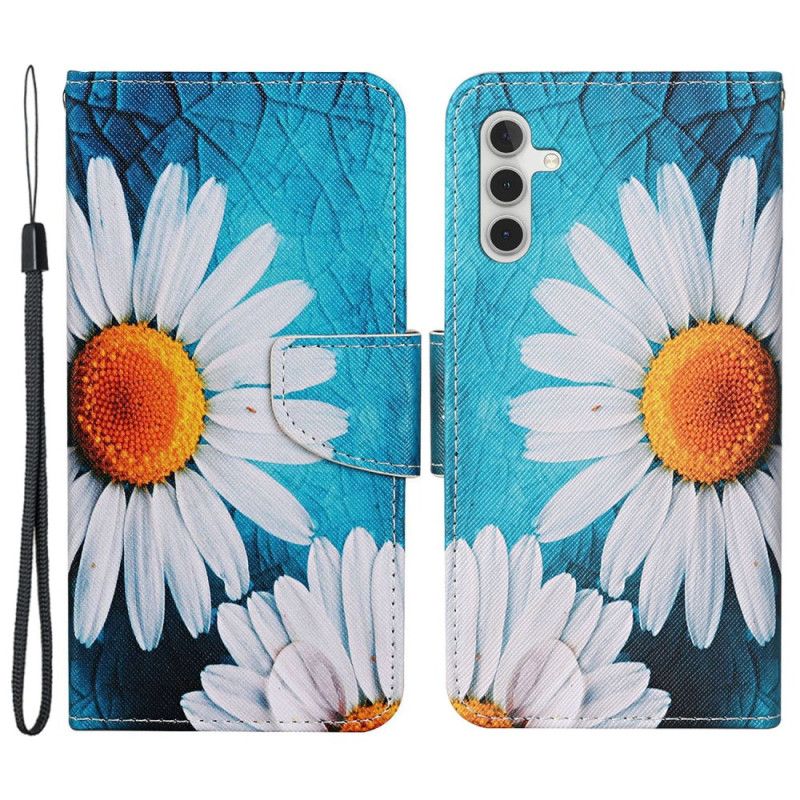 Etui Folio Samsung Galaxy A15 5g Chryzantema Z Dużym Paskiem Etui Ochronne