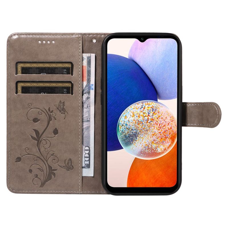 Etui Folio Samsung Galaxy A15 5g Kwiaty Moreli Z Paskiem Etui Ochronne