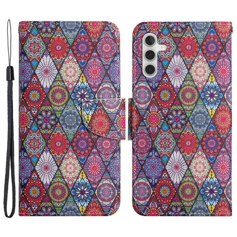 Etui Folio Samsung Galaxy A15 5g Patchwork Z Paskiem