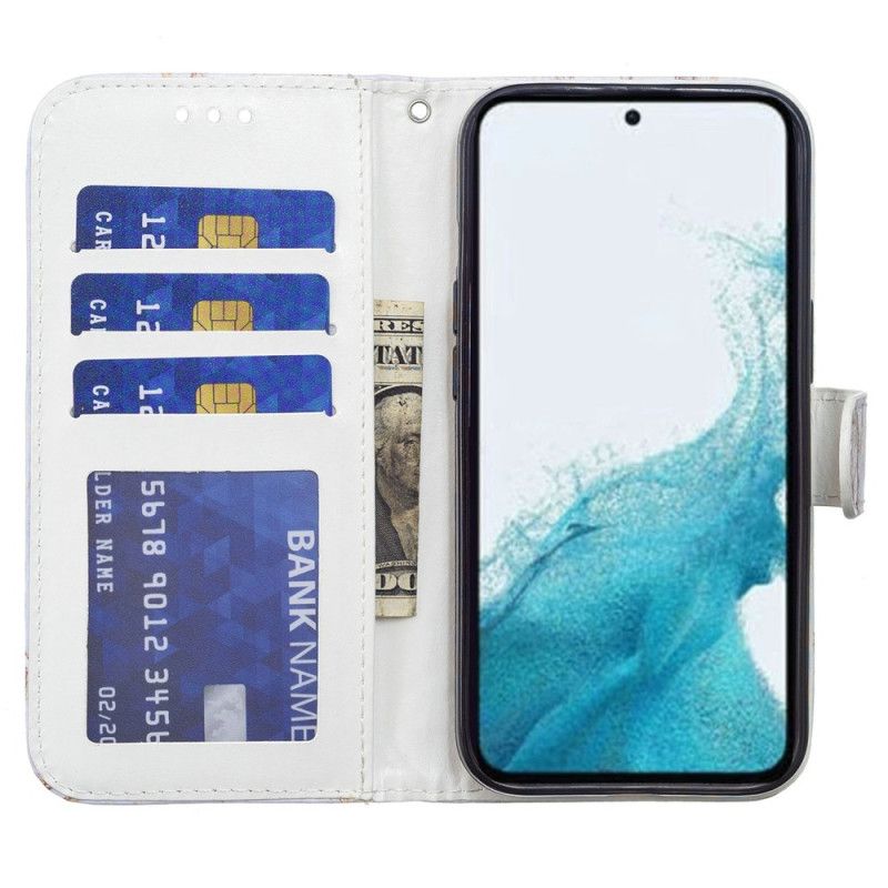 Etui Folio Samsung Galaxy A15 5g Różowy Marmur Z Paskiem