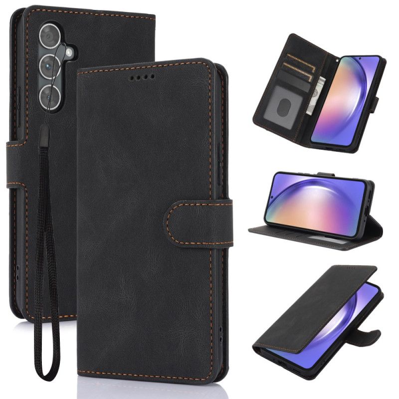 Etui Folio Samsung Galaxy A15 5g Zamszowy Styl Z Paskiem Etui Ochronne