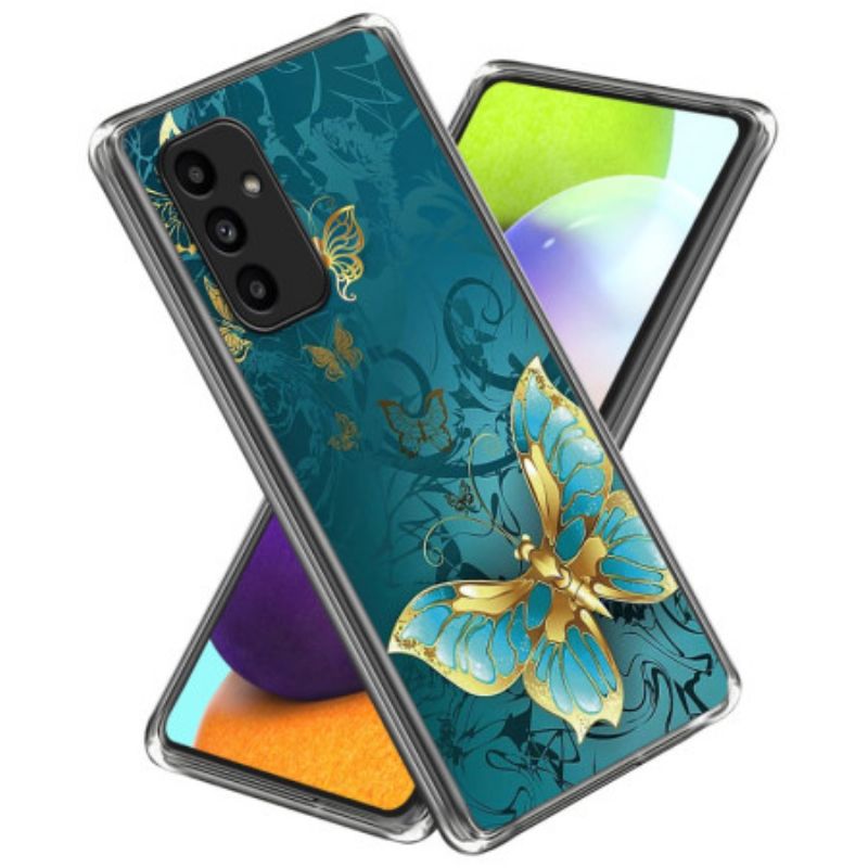 Etui Samsung Galaxy A15 5g Zielony I Złoty Motyl Etui Ochronne