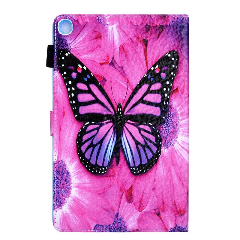 Etui Folio Samsung Galaxy Tab A7 Ciemnoniebieski Magenta Motyl Kwiatowy Etui Ochronne