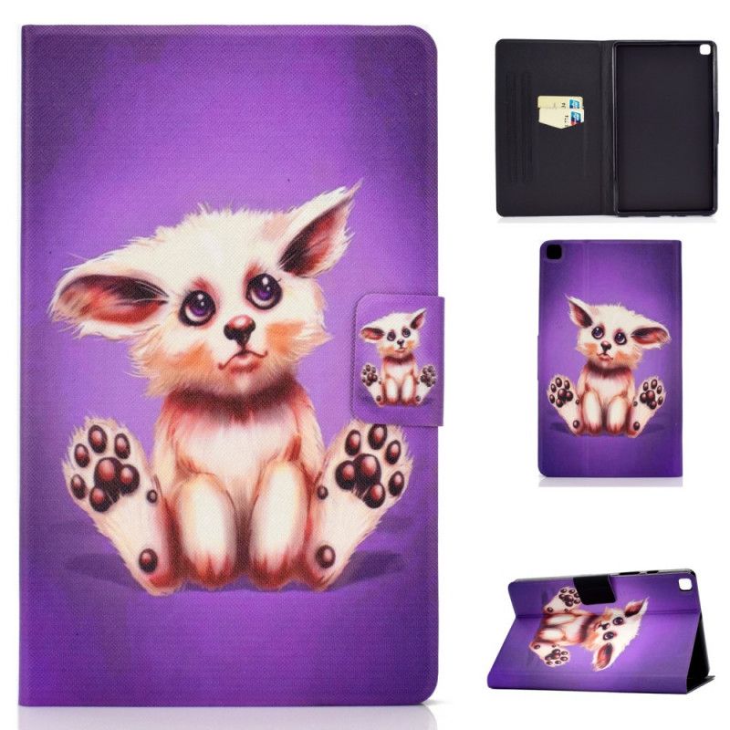 Etui Folio Samsung Galaxy Tab A7 Fioletowy Ciemnoniebieski Zabawny Kot