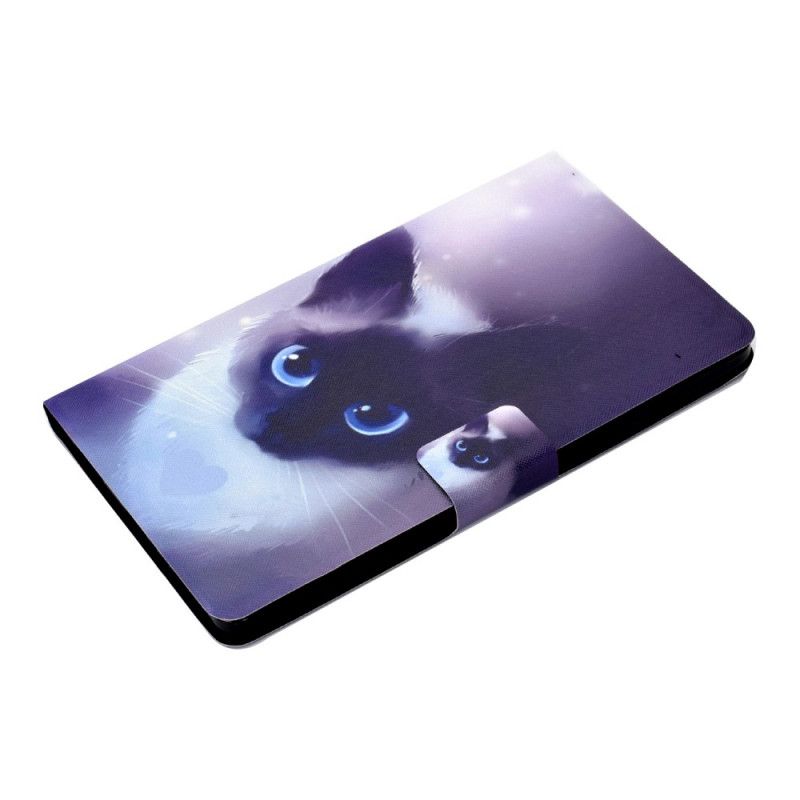 Etui Folio Samsung Galaxy Tab A7 Fioletowy Szary Kocie Niebieskie Oczy Etui Ochronne