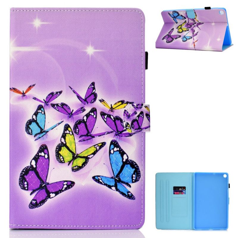 Etui Folio Samsung Galaxy Tab A7 Fioletowy Zielony Malowane Motyle