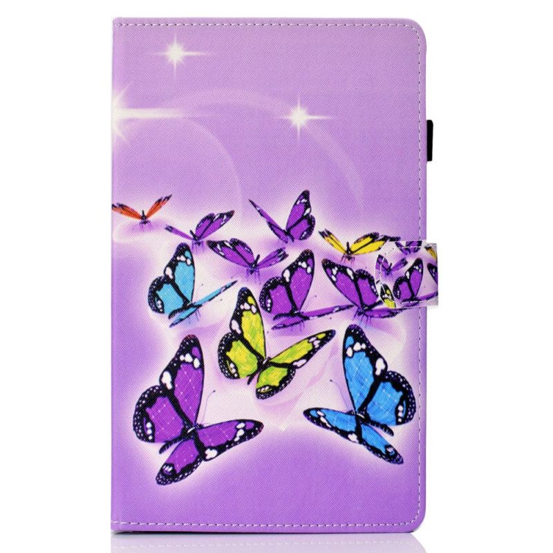 Etui Folio Samsung Galaxy Tab A7 Fioletowy Zielony Malowane Motyle