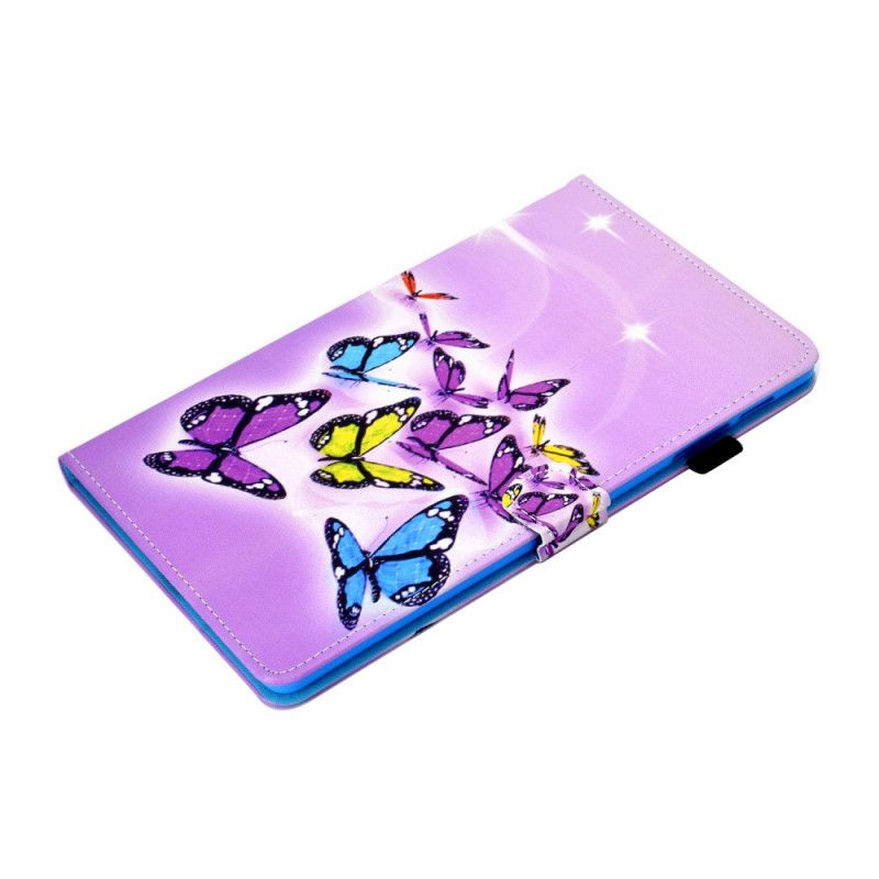 Etui Folio Samsung Galaxy Tab A7 Fioletowy Zielony Malowane Motyle