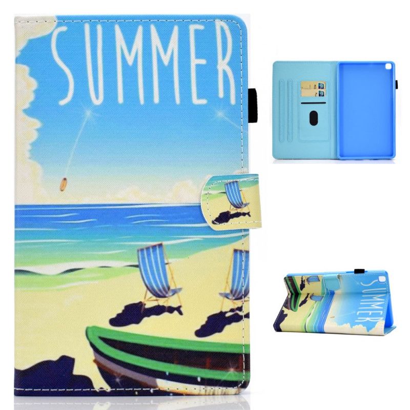 Etui Folio Samsung Galaxy Tab A7 Jasnoniebieski Zielony Plaża Etui Ochronne