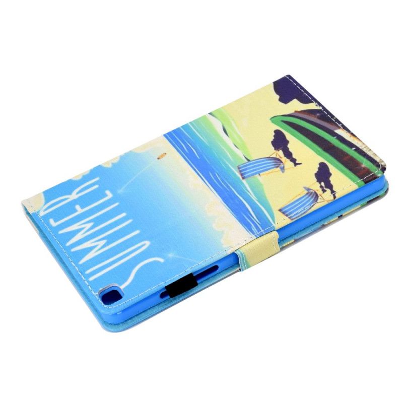 Etui Folio Samsung Galaxy Tab A7 Jasnoniebieski Zielony Plaża Etui Ochronne