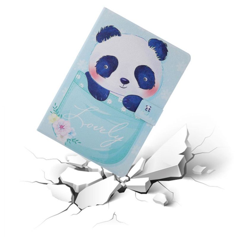 Etui Folio Samsung Galaxy Tab A7 Jasnoniebieski Zielony Urocza Panda