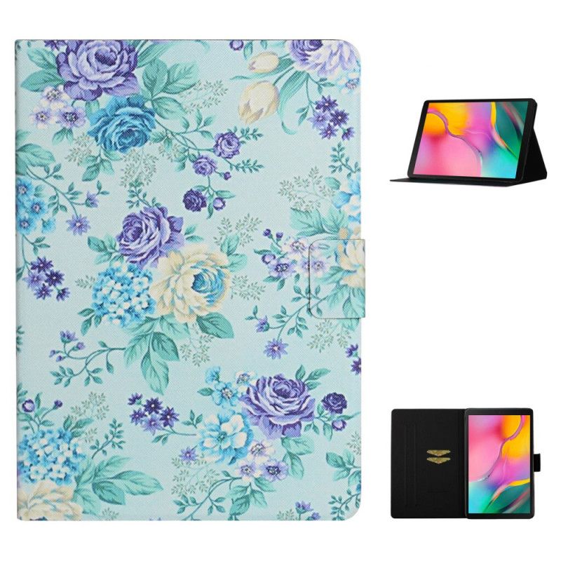 Etui Folio Samsung Galaxy Tab A7 Różowy Szary Kwiaty Kwiaty Kwiaty Etui Ochronne