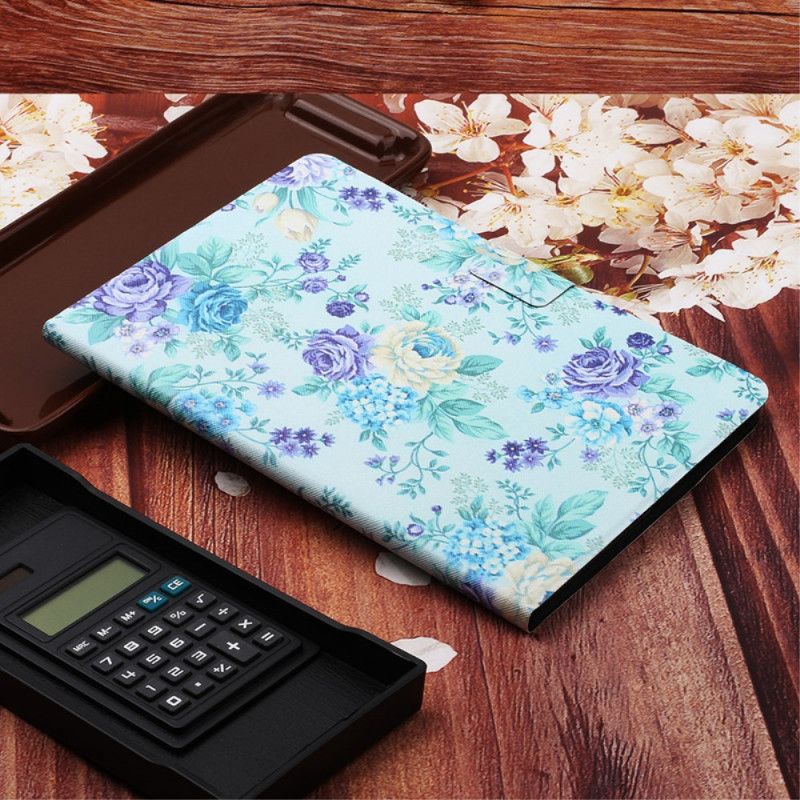 Etui Folio Samsung Galaxy Tab A7 Różowy Szary Kwiaty Kwiaty Kwiaty Etui Ochronne