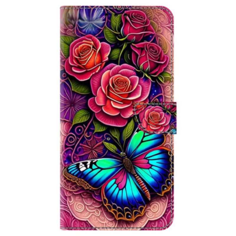 Etui Folio Do Honor X9b / Magic 6 Lite Błyskotliwe Kwiaty I Motyle