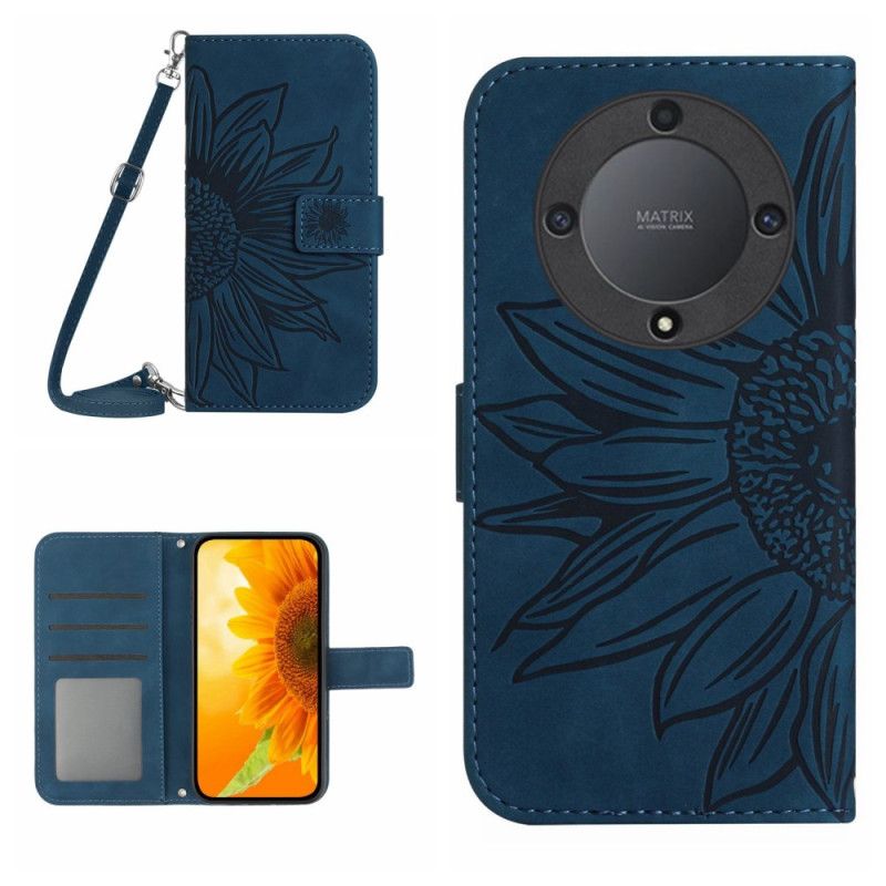 Etui Folio Do Honor X9b / Magic 6 Lite Nadruk Słonecznika Z Paskiem Na Ramię