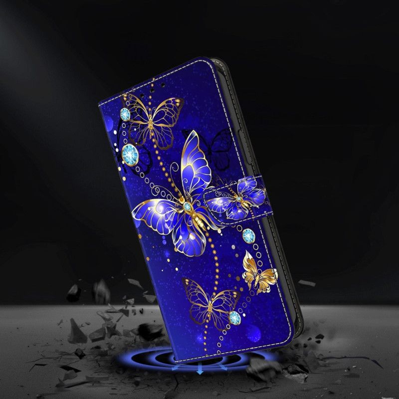 Etui Folio Honor X9b / Magic 6 Lite Motyle Z Niebieskim Diamentem Etui Ochronne