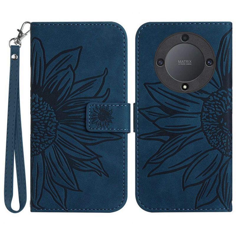 Etui Folio Honor X9b / Magic 6 Lite Nadruk Słonecznika Z Paskiem Etui Ochronne