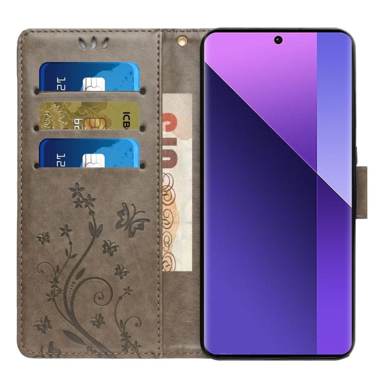 Etui Folio Honor X9b / Magic 6 Lite Wzór W Motyle I Kwiaty Z Paskiem Etui Ochronne