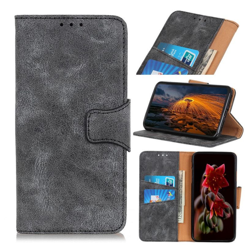 Etui Folio Huawei P Smart 2020 Brązowy Szary Vintage Dwustronna Klapka Magnetyczna