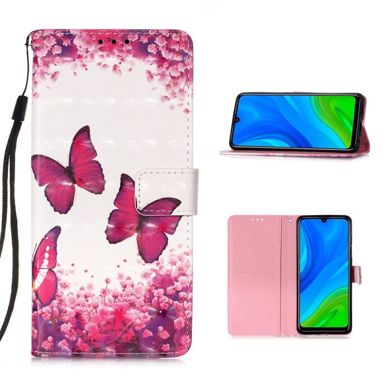 Etui Folio Huawei P Smart 2020 Czerwone Motyle Stringi