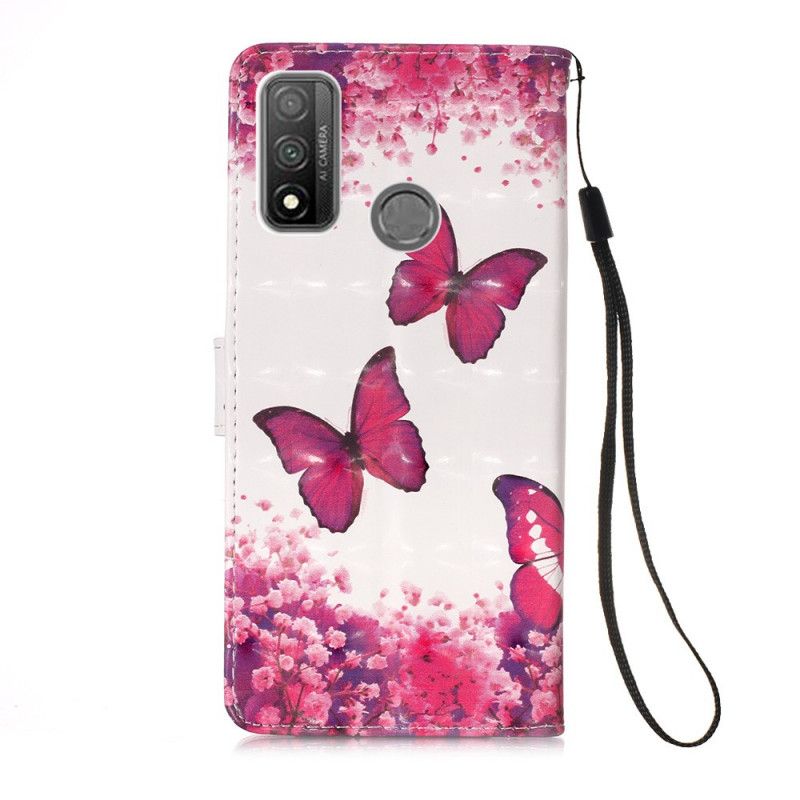 Etui Folio Huawei P Smart 2020 Czerwone Motyle Stringi