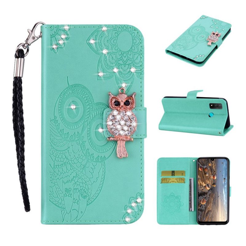 Etui Folio Huawei P Smart 2020 Czerwony Szary Mandala I Urok Sowy