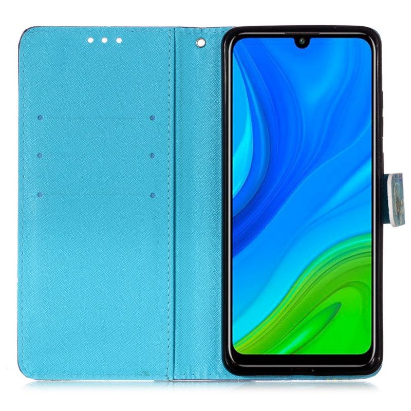 Etui Folio Huawei P Smart 2020 Jasnoniebieski Czerwony Akwarela Łapacz Snów Etui Ochronne