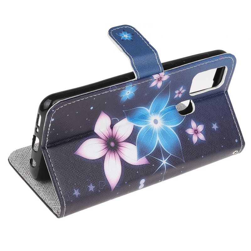 Etui Folio Huawei P Smart 2020 Księżycowe Kwiaty Ze Stringami Etui Ochronne