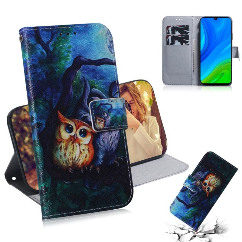 Etui Folio Huawei P Smart 2020 Malowanie Sowy