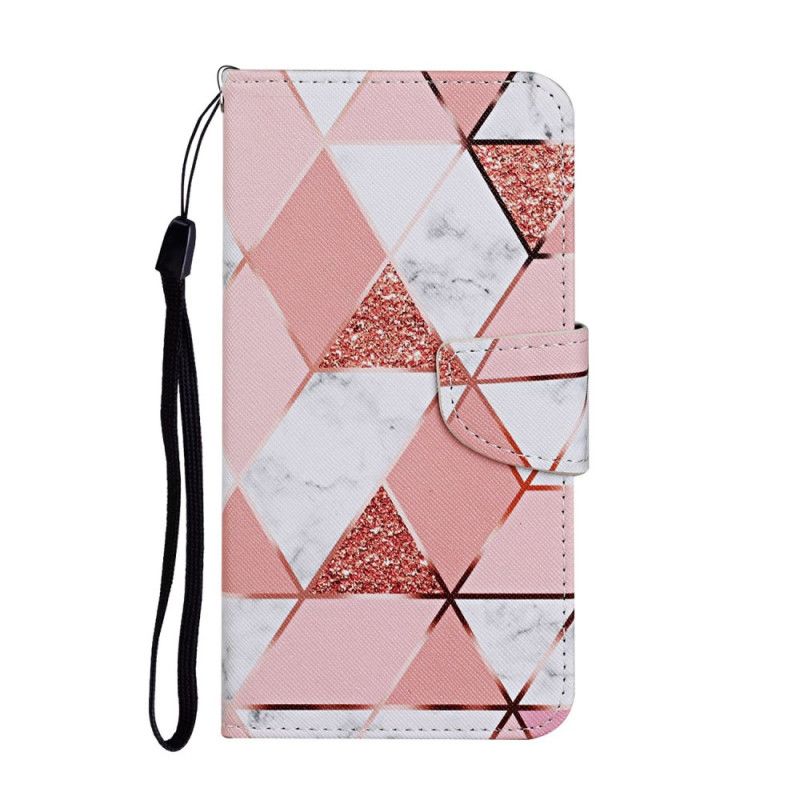 Etui Folio Huawei P Smart 2020 Marmur I Cekiny Z Paskiem Etui Ochronne