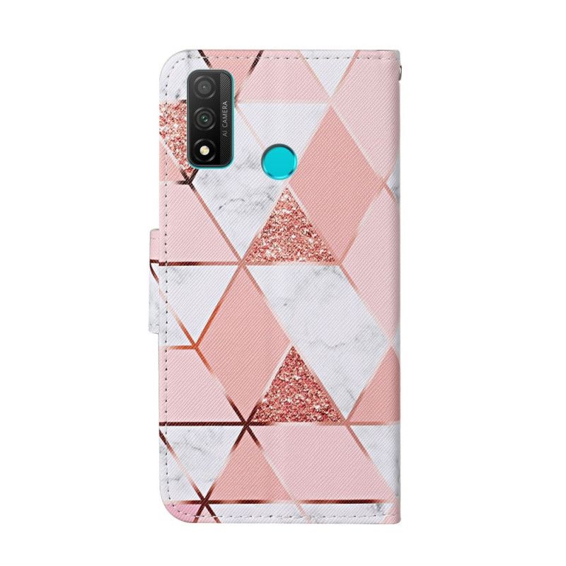 Etui Folio Huawei P Smart 2020 Marmur I Cekiny Z Paskiem Etui Ochronne