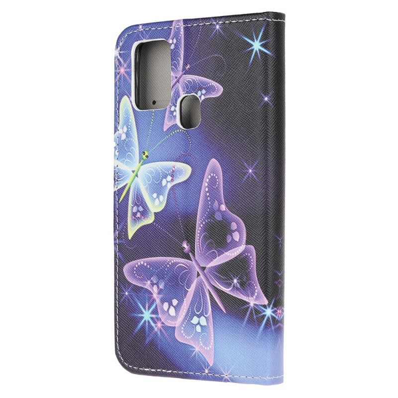 Etui Folio Huawei P Smart 2020 Neonowe Motyle