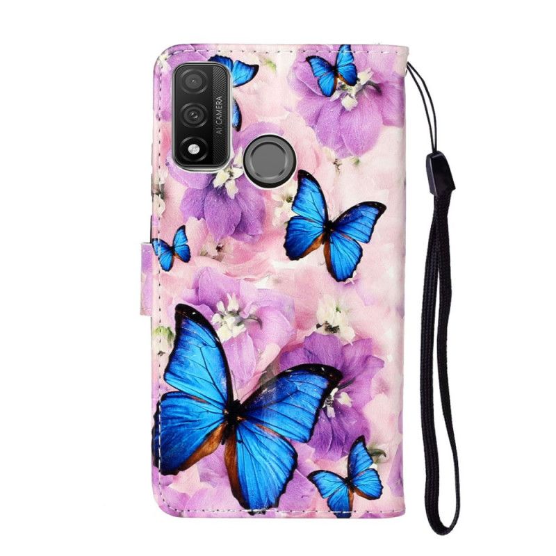 Etui Folio Huawei P Smart 2020 Niebieskie Motyle W Kwiatach Etui Ochronne