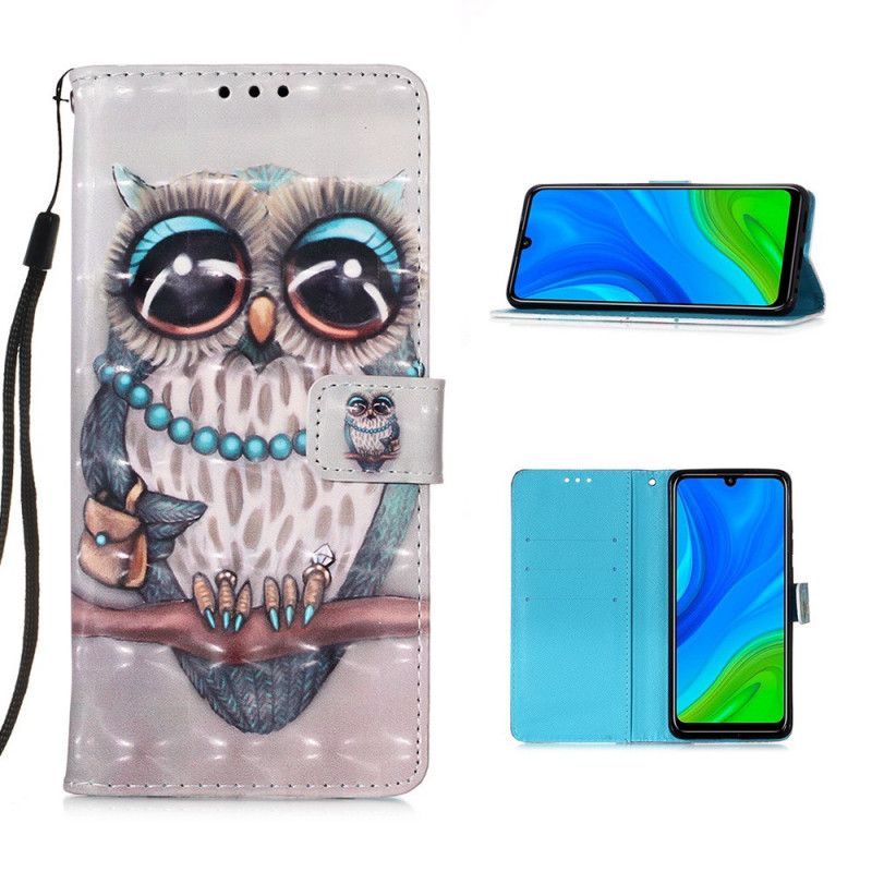 Etui Folio Huawei P Smart 2020 Panna Sowa Ze Stringami Etui Ochronne