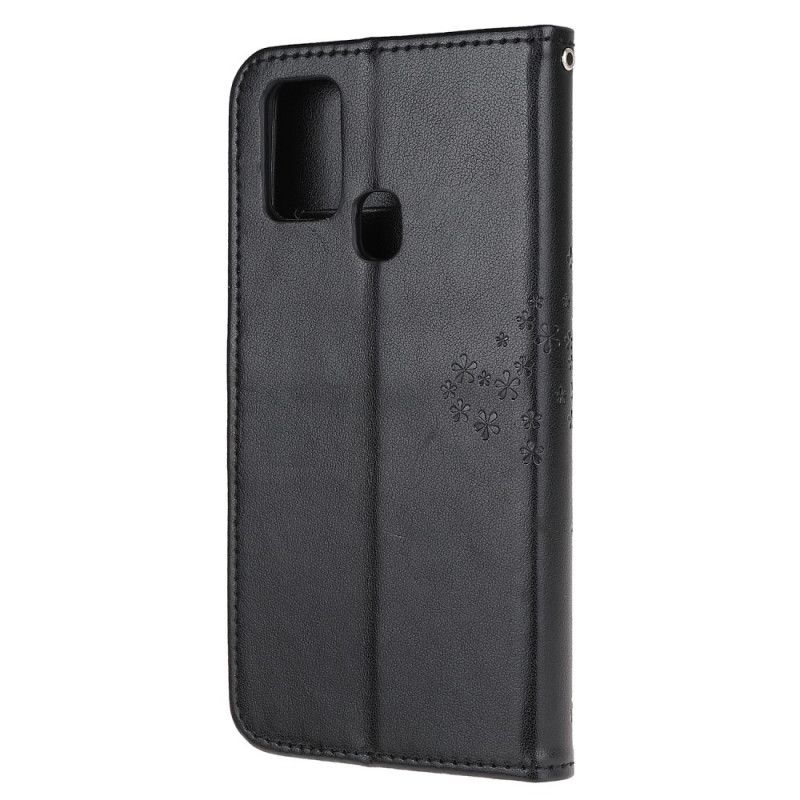 Etui Folio Huawei P Smart 2020 Szary Czarny Sowy Drzewne I Stringi