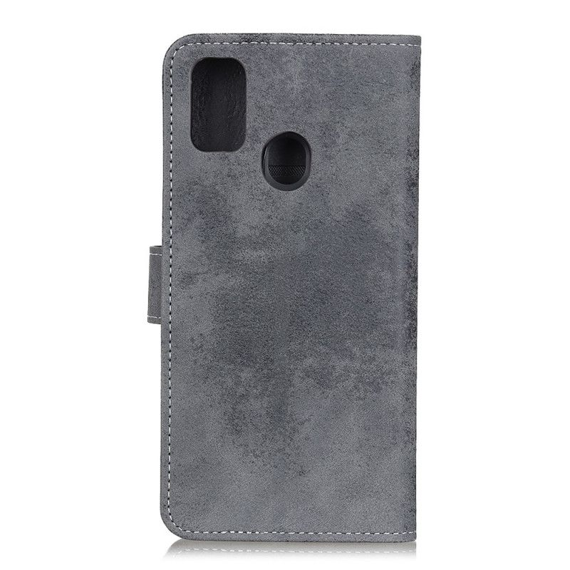 Etui Folio Huawei P Smart 2020 Szary Efekt Skóry W Stylu Vintage Etui Ochronne