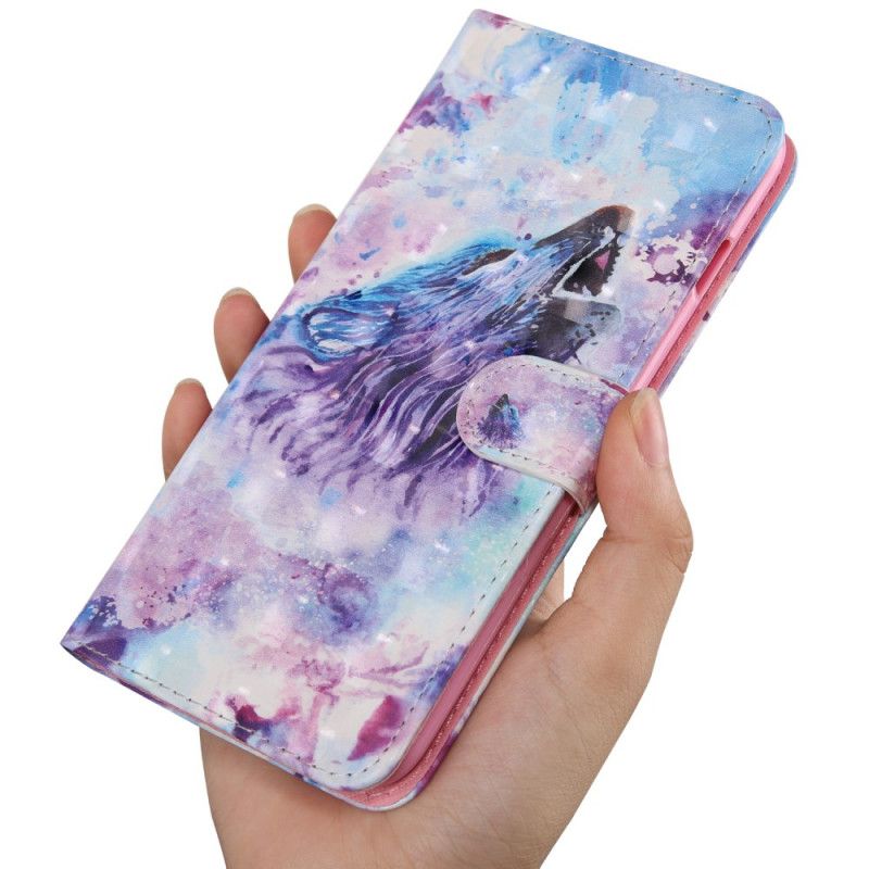 Etui Folio Huawei P Smart 2020 Wilk Akwarelowy Etui Ochronne