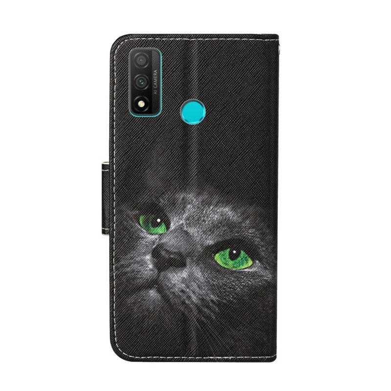 Etui Folio Huawei P Smart 2020 Zielone Oczy Kota Ze Stringami