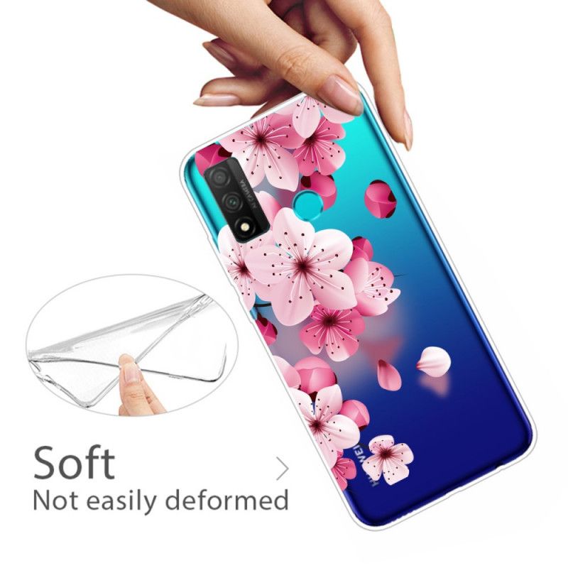 Etui Huawei P Smart 2020 Duże Różowe Kwiaty Etui Ochronne