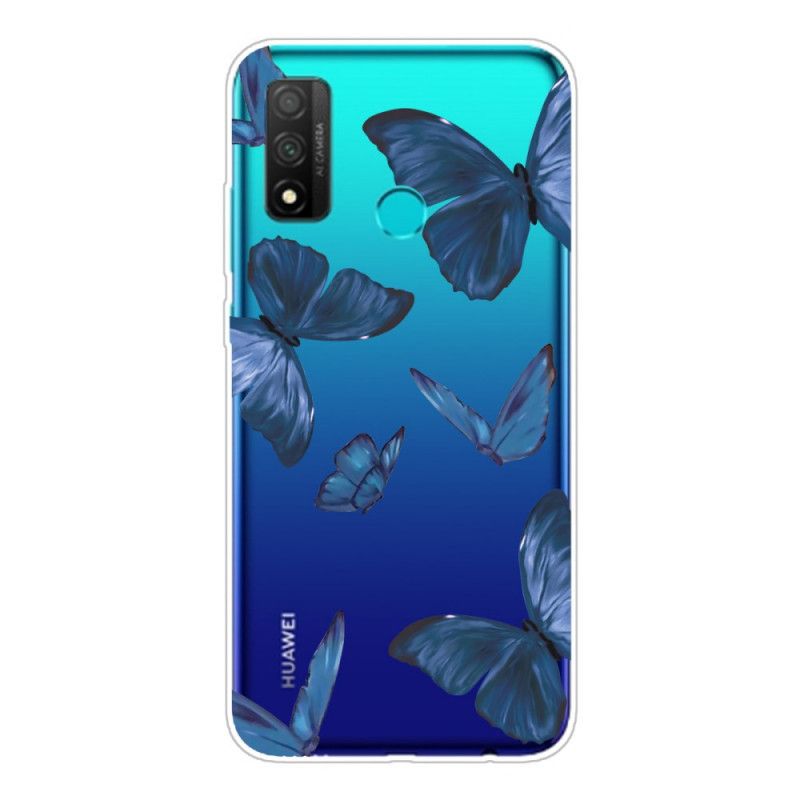 Etui Huawei P Smart 2020 Granatowy Różowy Dzikie Motyle Etui Ochronne