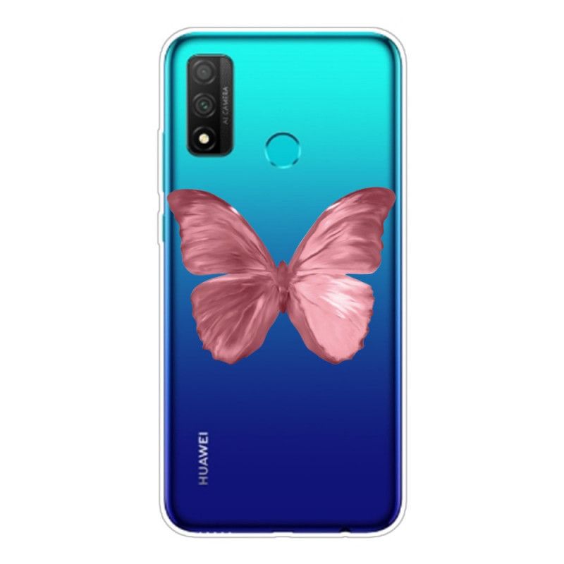 Etui Huawei P Smart 2020 Granatowy Różowy Dzikie Motyle Etui Ochronne