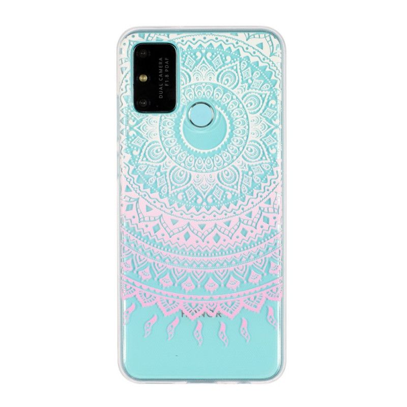 Etui Huawei P Smart 2020 Jasnoniebieski Różowy Przezroczysta Kolorowa Mandala Etui Ochronne