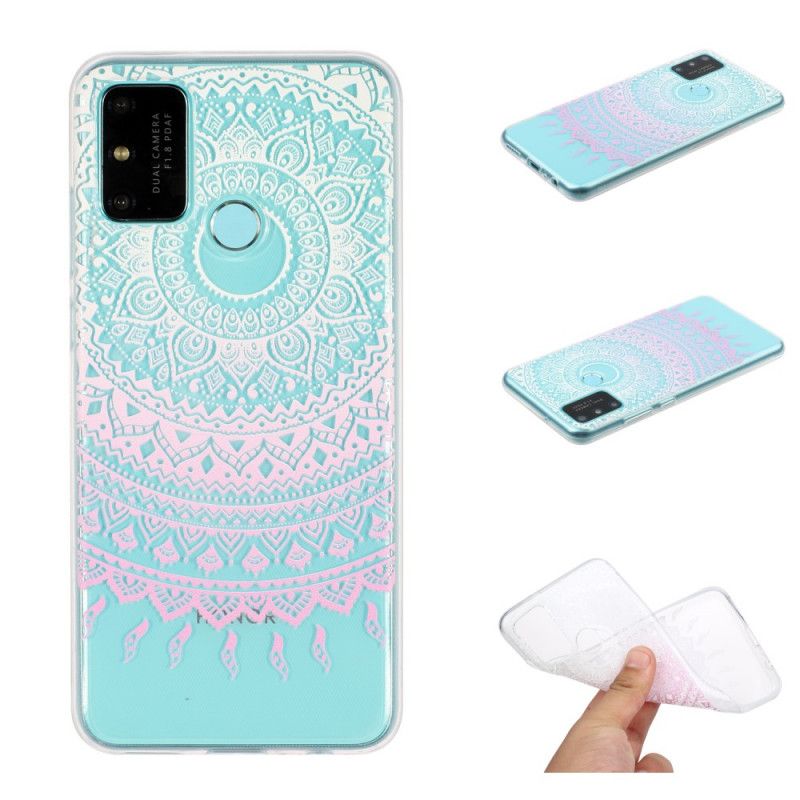 Etui Huawei P Smart 2020 Jasnoniebieski Różowy Przezroczysta Kolorowa Mandala Etui Ochronne