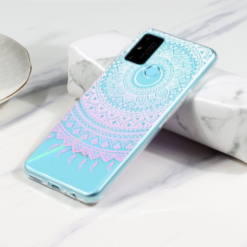 Etui Huawei P Smart 2020 Jasnoniebieski Różowy Przezroczysta Kolorowa Mandala Etui Ochronne