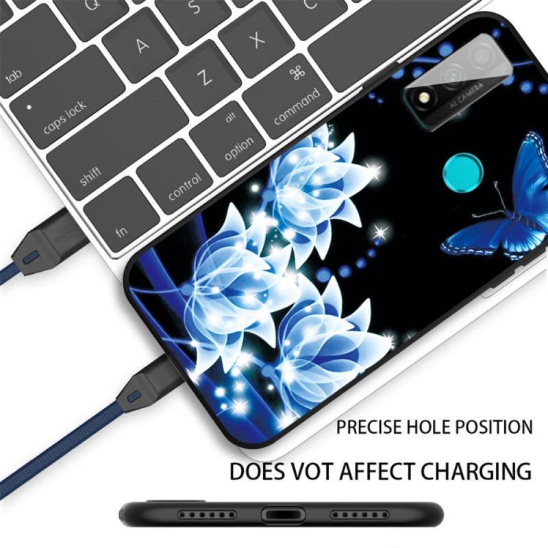 Etui Huawei P Smart 2020 Motyle I Niebieskie Kwiaty